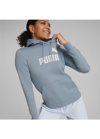 Толстовка Essentials Logo FL Women's Hoodie Puma однотонна синя спортивна бавовна, поліестер, еластан