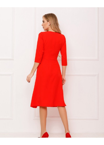 Красное деловое платье 12859 s розовый ISSA PLUS однотонное