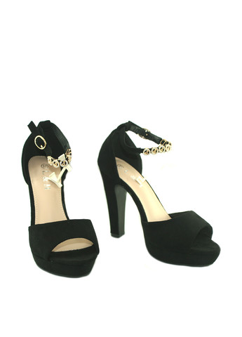 Черные женские кэжуал туфли со стразами на высоком каблуке - фото
