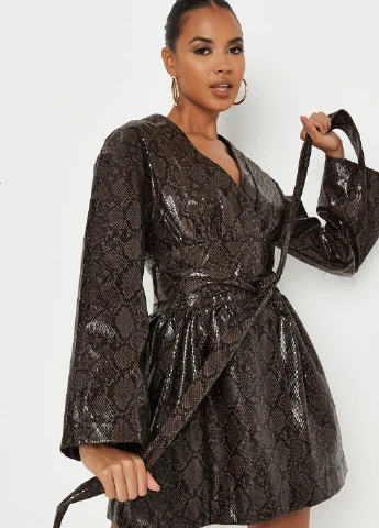 Коричнева кежуал сукня кльош Missguided зміїний