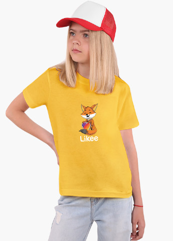 Жовта демісезонна футболка дитяча лайк лисичка (likee fox) (9224-1033) MobiPrint