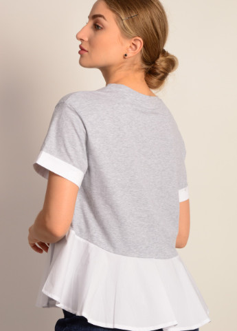 Футболка Серый с белым женская Италия Louise Orop - (233419489)