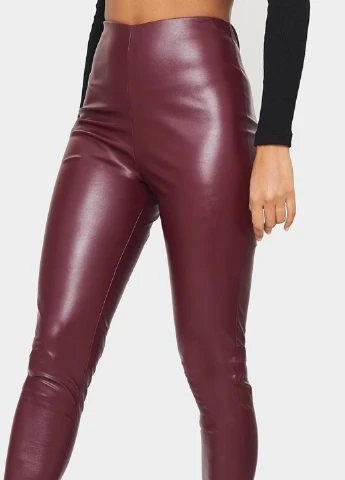 Бордовые демисезонные леггинсы PrettyLittleThing