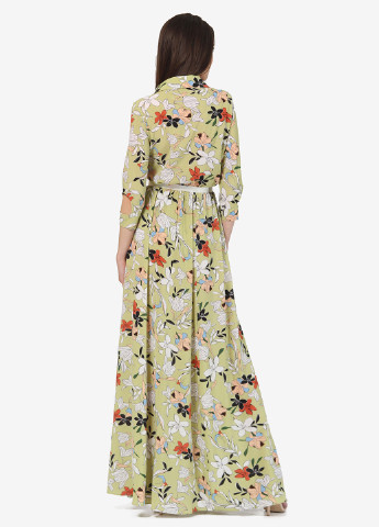 Фисташковое кэжуал платье на запах Lila Kass с абстрактным узором