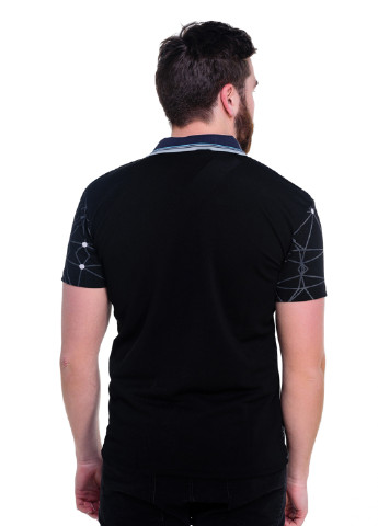 Черная футболка-поло для мужчин Issa с рисунком
