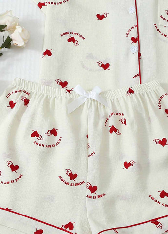 Кремова всесезон піжама (кофта, шорти) сорочка + шорти SHEIN