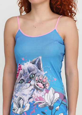 Голубое домашнее платье Deep Sleep с рисунком