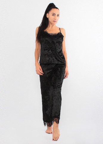 Темно-синий демисезонный комплект (халат, топ, брюки) Ghazel