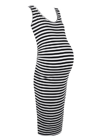 Черно-белое кэжуал платье для беременных платье-майка Boohoo в полоску