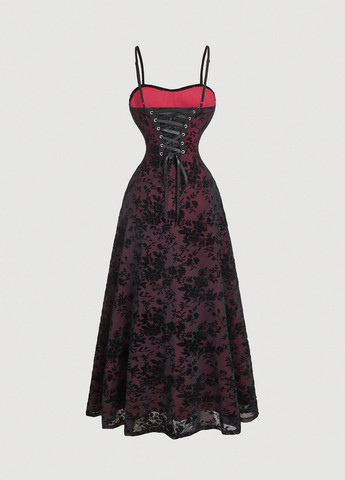 Чорна коктейльна, вечірня сукня SHEIN з квітковим принтом