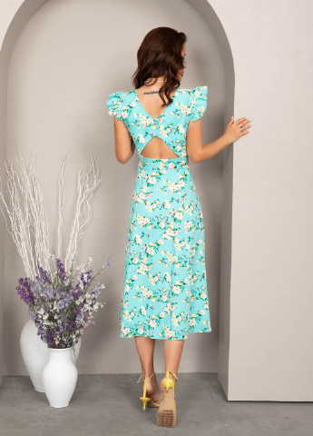 Мятное кэжуал платья ISSA PLUS с цветочным принтом