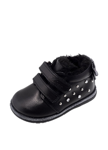 Детские черные осенние кэжуал ботинки с аппликацией, с заклепками для девочки