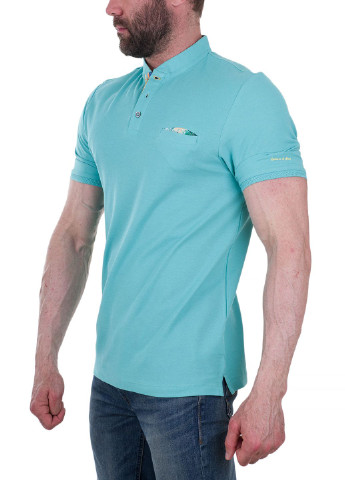 Бирюзовая футболка-поло для мужчин COLOURS & SONS однотонная