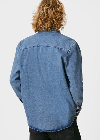 Синяя джинсовая рубашка однотонная C&A