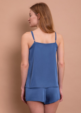 Синя всесезон комплект шовковий з шортами jeans майка + шорти Forly