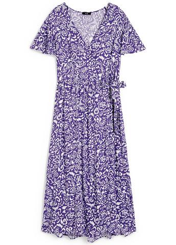Фиолетовое кэжуал платье на запах C&A с цветочным принтом