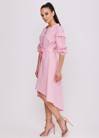 Светло-розовое кэжуал платье рубашка ST-Seventeen однотонное