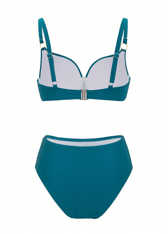 Бирюзовый летний купальник (лиф, трусики) раздельный SHEIN