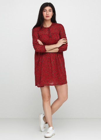 Красное кэжуал платье Zara с цветочным принтом