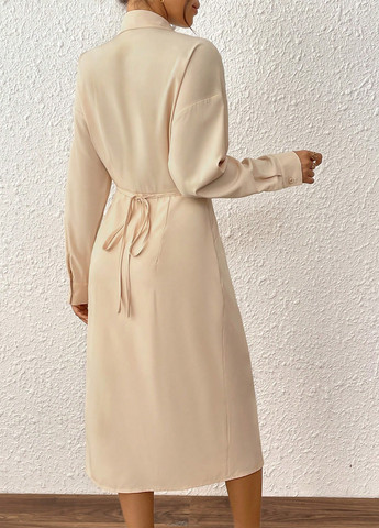 Кремова святковий, ділова, кежуал сукня а-силует, сукня-сорочка SHEIN однотонна