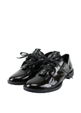 Черные женские кэжуал туфли с лентами на низком каблуке украинские - фото