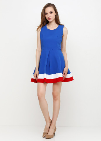Синее коктейльное платье с юбкой-солнце Exclusive collection однотонное