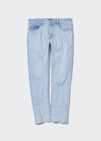 Голубые демисезонные прямые джинсы Uniqlo