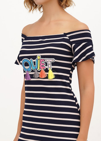 Синя кежуал сукня з відкритими плечима, силуетна Imperial в смужку