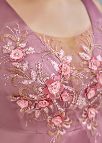 Пудрова вечірня сукня кльош SHEIN однотонна