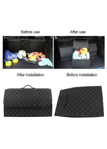 Органайзер складний сумка в багажник в автомобіль для продуктів з кришкою 66х32х30 см (473329-Prob) Чорний в білий квадрат Unbranded (254402615)