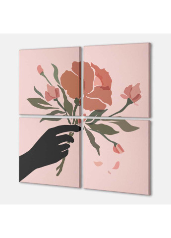 Модульная картина из четырех частей Malevich Store Роза 103x103 см комбинированная