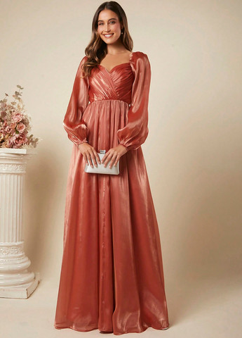 Коралова вечірня сукня в стилі армпір SHEIN однотонна