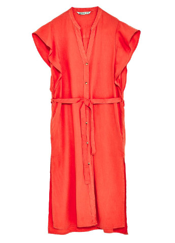 Оранжево-красное кэжуал платье Zara однотонное