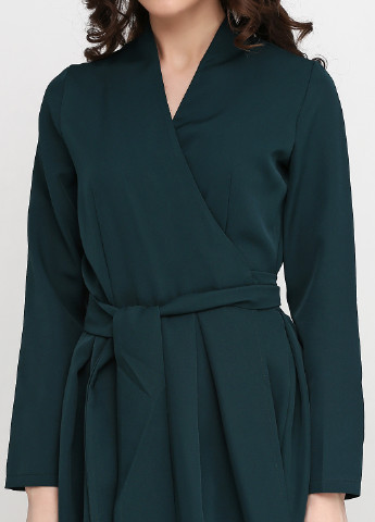 Бутылочное зеленое кэжуал платье Le'Katrin family однотонное