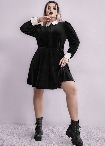 Черное кэжуал платье клеш SHEIN однотонное