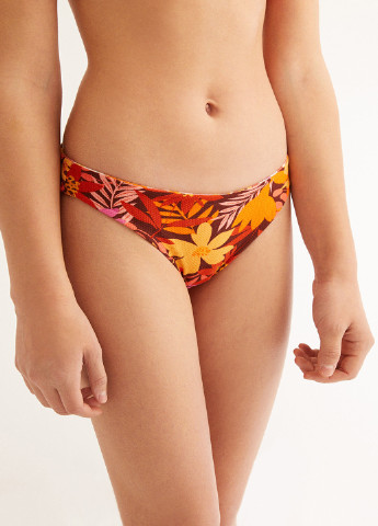 Оранжевые купальные трусики-плавки двусторонние с цветочным принтом Women'secret