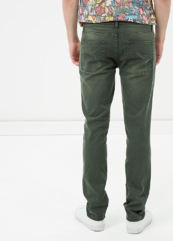 Серо-зеленые демисезонные слим джинсы KOTON