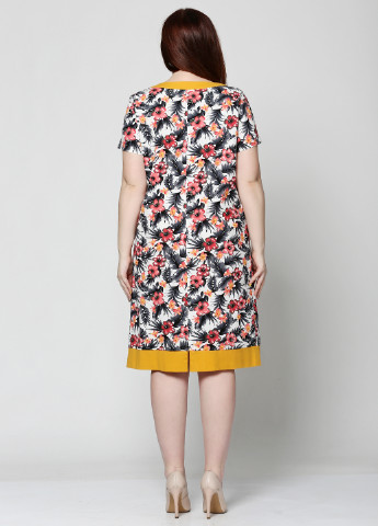 Комбинированное кэжуал платье Алеся с цветочным принтом