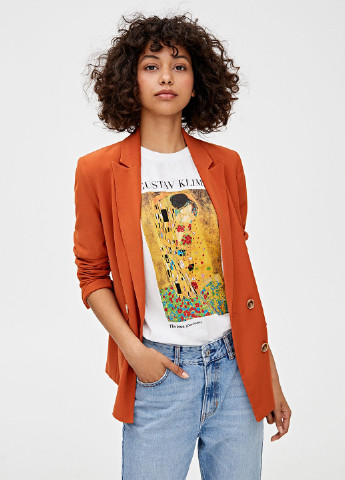 Оранжевый женский жакет Pull & Bear однотонный - демисезонный