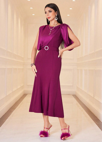 Розовое коктейльное платье SHEIN однотонное