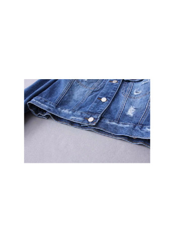 Синя демісезонна куртка жіноча джинсова з контрастною вставкою surge Berni Fashion 55397