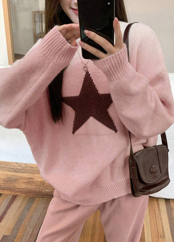 Розовый демисезонный свитер SHEIN