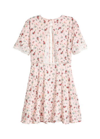Молочное кэжуал платье а-силуэт H&M с цветочным принтом