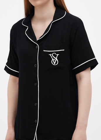 Черная всесезон пижама (рубашка, шорты) рубашка + шорты No Brand