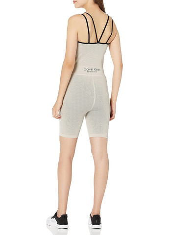 Комбинезон Calvin Klein комбинезон-шорты логотип бежевый спортивный, кэжуал нейлон