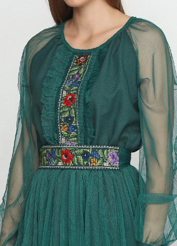 Зеленое вечернее платье Fashion Style с орнаментом