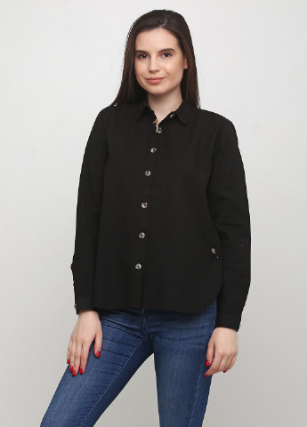 Черная кэжуал рубашка однотонная Madoc Jeans