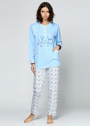 Голубая всесезон пижама (реглан, брюки) Трикомир