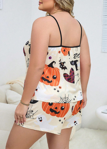 Бежевая всесезон пижама (майка, шорты) майка + шорты SHEIN