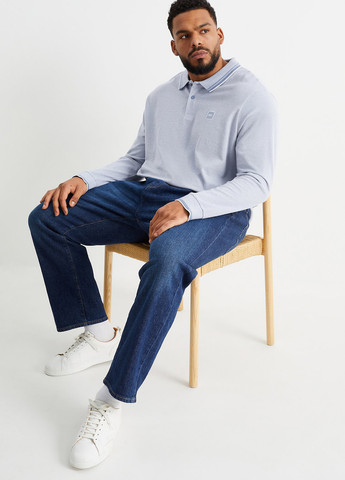 Голубой футболка-поло для мужчин C&A меланжевая